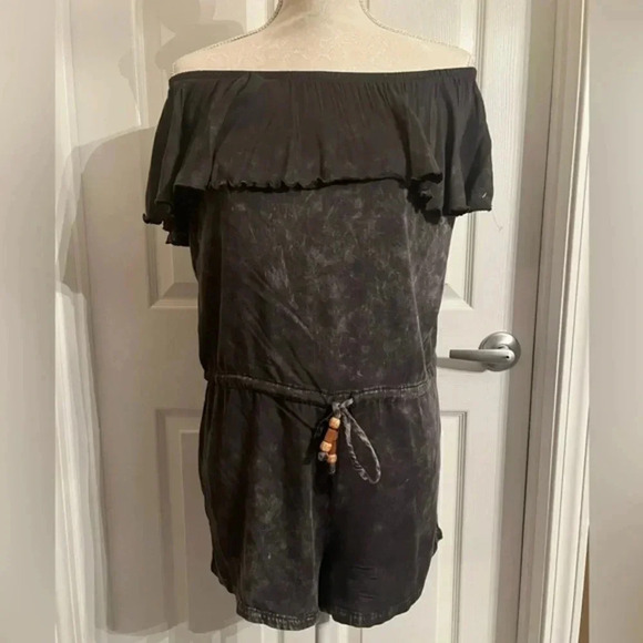 Chaser Womens Ruffled Elastic Off Shoulder Drawstring
Romper Gray Size M - Picture 7 of 10